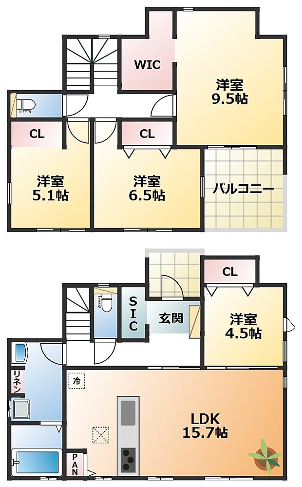 南向きで陽当たりの良い間取りです