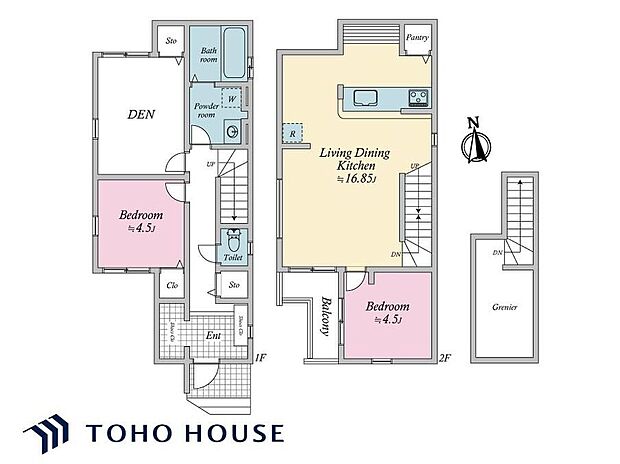 8080万円、2LDK+S(納戸)、土地面積79.69m2、建物面積77.84m2 間取り図