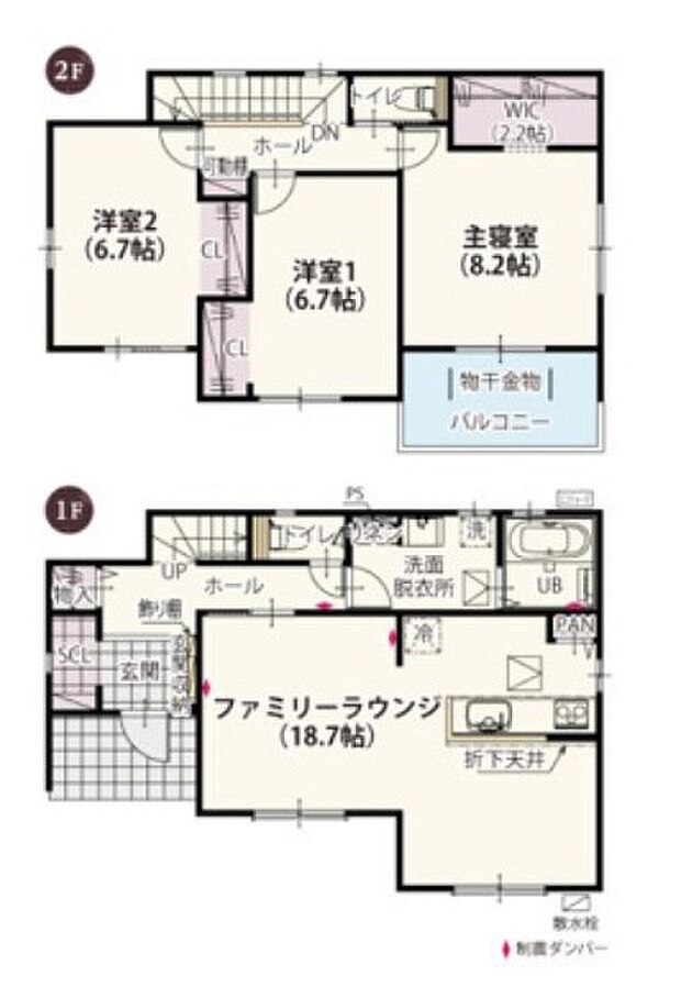 全部屋南向きで明るい室内が特徴