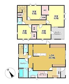 平坦地/角地/前道6m以上/オートバス/浴室乾燥機/浴室1坪以上/浴室に窓/駐車2台可/2階建/ウォークインクロゼット/床下収納/全居室収納/全居室フローリング/設計住宅性能評価付/建設住宅性能評価書（新築時）/長期優良住宅/LDK18畳以上/全居室6畳以上/LDK20畳以上/TVモニタ付インターホン/トイレ2ヶ所/温水洗浄便座/システムキッチン/対面式キッチン/省エネルギー対策/オール電化/太陽光発電システム/複層ガラス/フラット３５・S適合証明書 