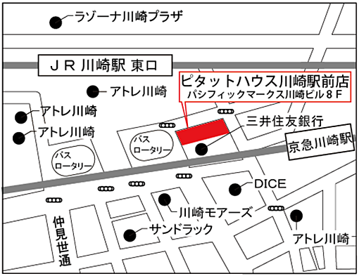スターツピタットハウス株式会社 川崎駅前店の周辺地図