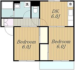 アルエット2 2DKの間取図画像