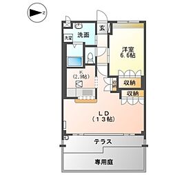 モア・フレーブ 1LDKの間取図画像
