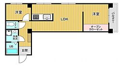 エルモス西新 2LDKの間取図画像