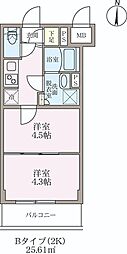 ラヴィエール住吉駅前 2Kの間取図画像