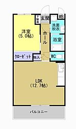 サンシャインMiyabi 1LDKの間取図画像