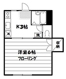 ヴィラあきら 1階1Kの間取り
