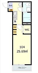 エスペランサ四ツ木 1階1Kの間取り