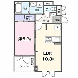 ラフィナート ナガタ 1LDKの間取図画像