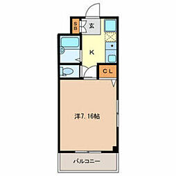 グリーンハイム南浦和 1Kの間取図画像