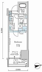 カーサスプレンディッド麻布十番 1Kの間取図画像