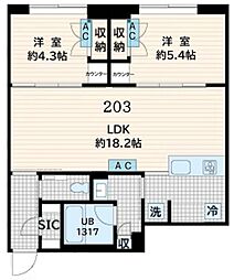 フレア恵比寿(Fullea恵比寿) 2LDKの間取図画像