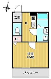 ブルーハイツ与野 1階ワンルームの間取り