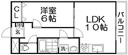 グランコスモ交野 1LDKの間取図画像
