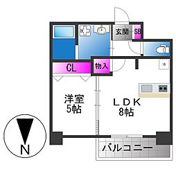 THE SENSE RESIDENCE 新深江 1LDKの間取図画像