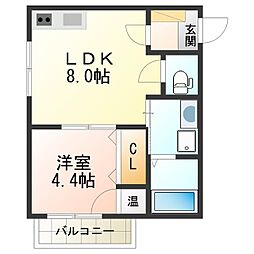 シーカルアアリモト 1LDKの間取図画像