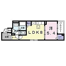 モンテリザイア紀和 1LDKの間取図画像