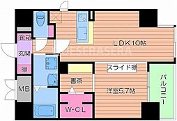 アビエール松屋町 1LDKの間取図画像