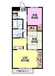 コーポ・ウイング 2LDKの間取図画像
