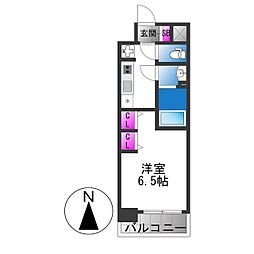 THE SENSE RESIDENCE 新深江 1Kの間取図画像