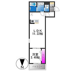 Fstyle一津屋1号館 1LDKの間取図画像