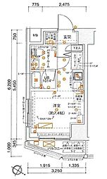 クラリッサレーブ阪東橋 ワンルームの間取図画像