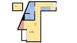 GOLDWING茶山 1Kの間取図画像