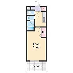 フジパレス小人町 1Kの間取図画像
