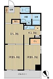 メゾンデュオーラ山下町 2DKの間取図画像