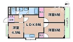 新芦屋ハイタウン 3LDKの間取図画像