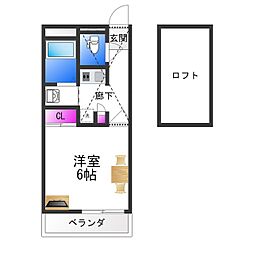 レオパレスヴィヴレ2 1Kの間取図画像