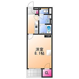 レオネクストひまわり 1Kの間取図画像