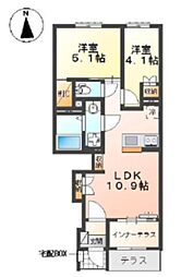 Y.S  TERRACE2 2LDKの間取図画像