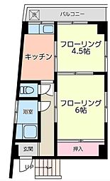難波ビル 2Kの間取図画像