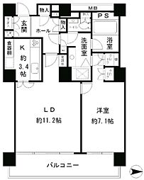 リバーポイントタワー 1LDKの間取図画像