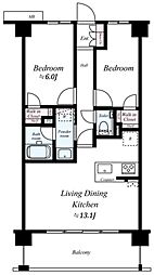 ジェノヴィア隅田川eastスカイガーデン 2LDKの間取図画像