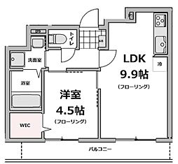 都営新宿線 船堀駅 徒歩10分の賃貸マンション 2階1LDKの間取り