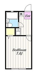 白駒ハイツ 1Kの間取図画像