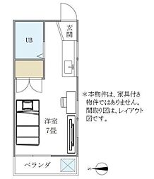 橘花荘 2階ワンルームの間取り