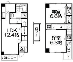ラフレシール2 2LDKの間取図画像