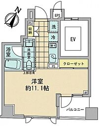 アズ日本橋人形町 ワンルームの間取図画像