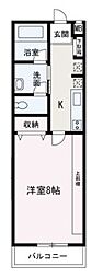 カラバッサ丸山台 1Kの間取図画像