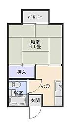 コーポホワイト 1Kの間取図画像