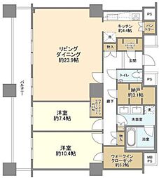 ザ・パークハウス西新宿タワー60 2LDKの間取図画像