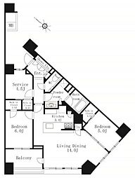 ザ・パークハウス大井町レジデンス 2SLDKの間取図画像