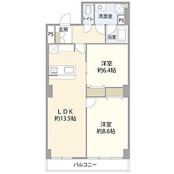 藤和湯島コープ 2LDKの間取図画像