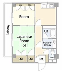 高橋コーポ 2Kの間取図画像
