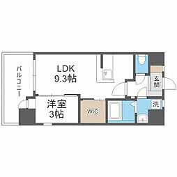 コモテリア渡辺通 1LDKの間取図画像