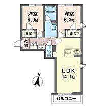 ミュゲ 00203 ｜ 山梨県甲斐市万才571-1（賃貸マンション2LDK・2階・61.59㎡） その2