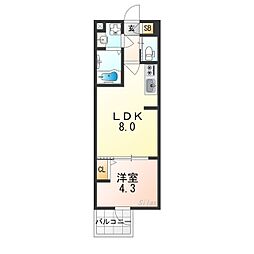 H-maison平野South 1LDKの間取図画像